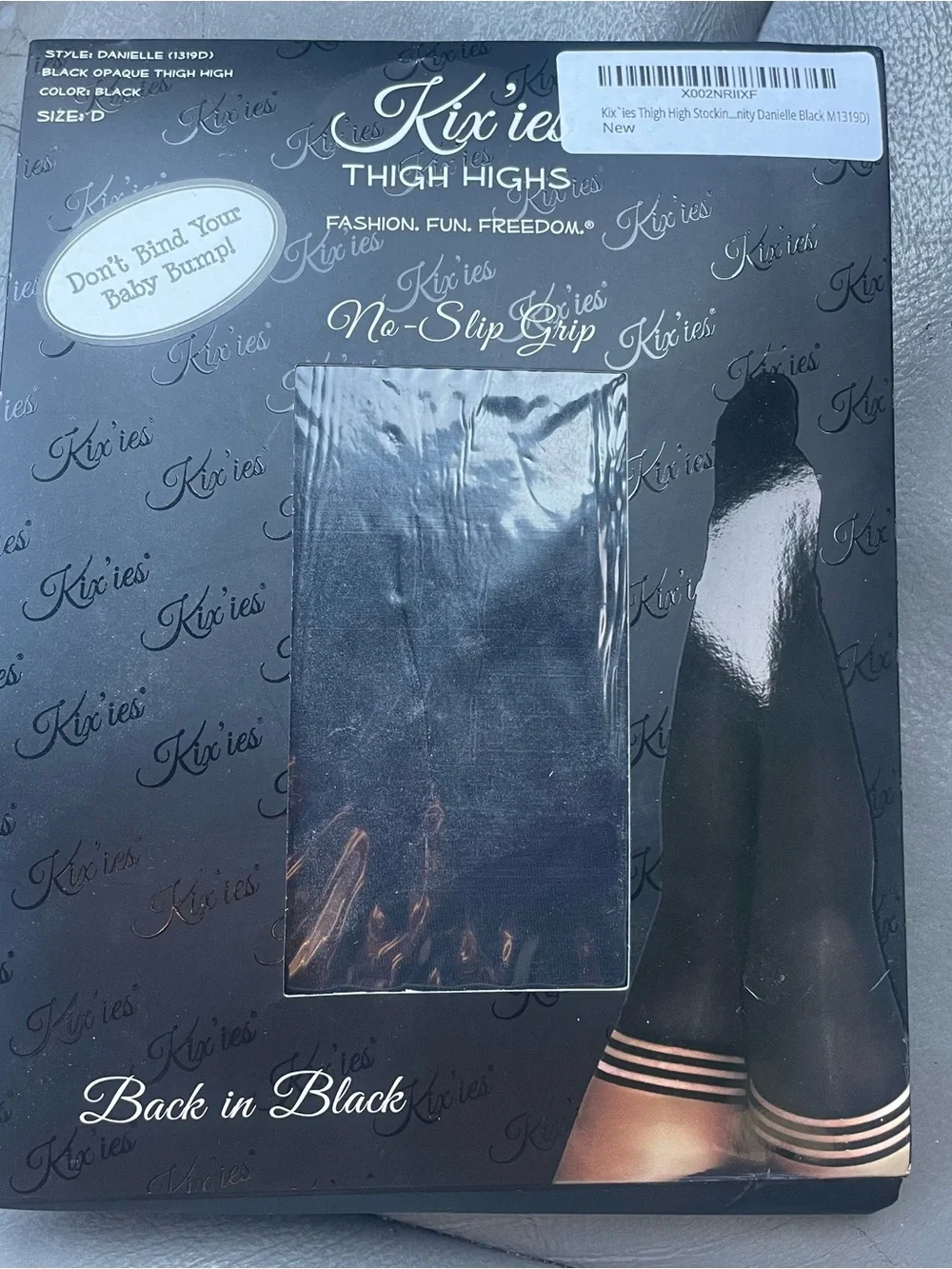 Kixies Black Opaque Thigh Highs size 170lbs-260 xl
